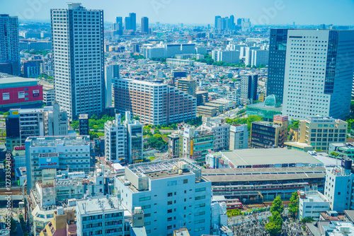 川崎市の中心街遠景