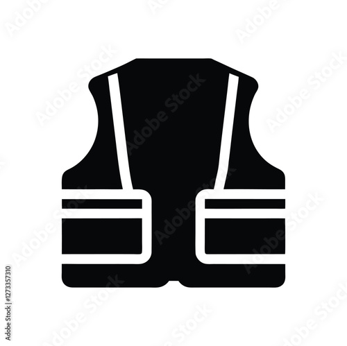 Safety vest icon. High visibility jacket flat vector. Protective safety clothing with reflective stripes. Vector illustration