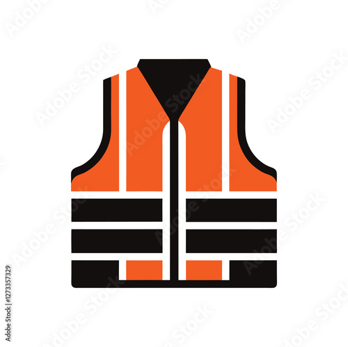 Safety vest icon. High visibility jacket flat vector. Protective safety clothing with reflective stripes. Vector illustration