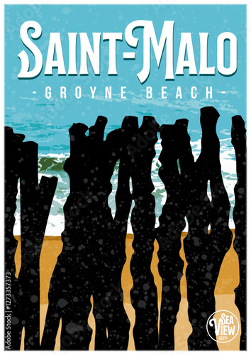 Illustration vintage de Saint-Malo - brise-lames