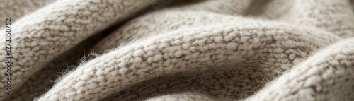 Cream colored sherpa fabric folds softly in textured waves photo