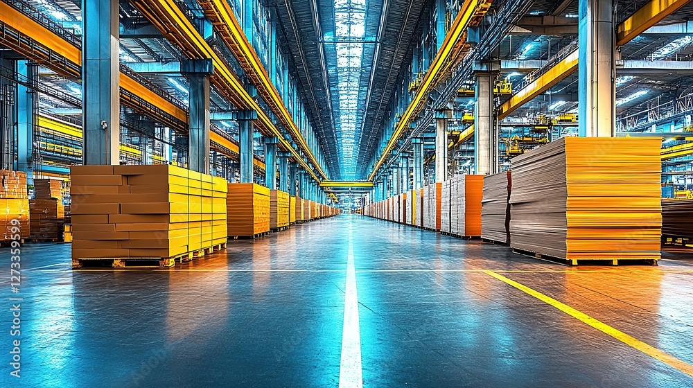 Fototapeta premium Vast Warehouse: Storage and Distribution Center