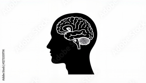 Human brain silhouette on white background, mental health concept