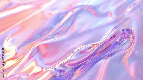 Abstract trendy holographic background. hologram gradient background with metalic waves.