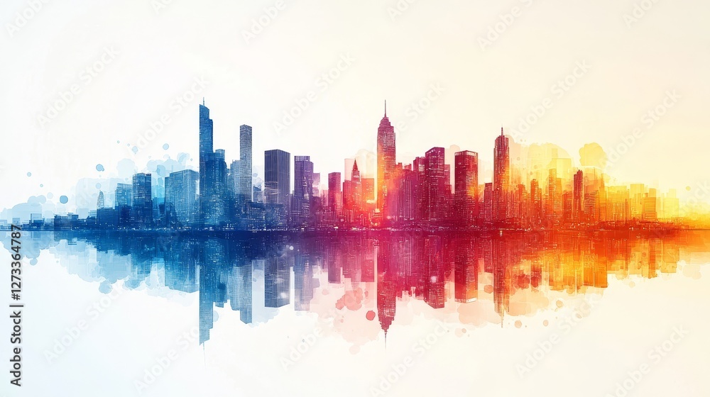 Fototapeta premium Modern Cityscape with Abstract Business Design, Generative AI