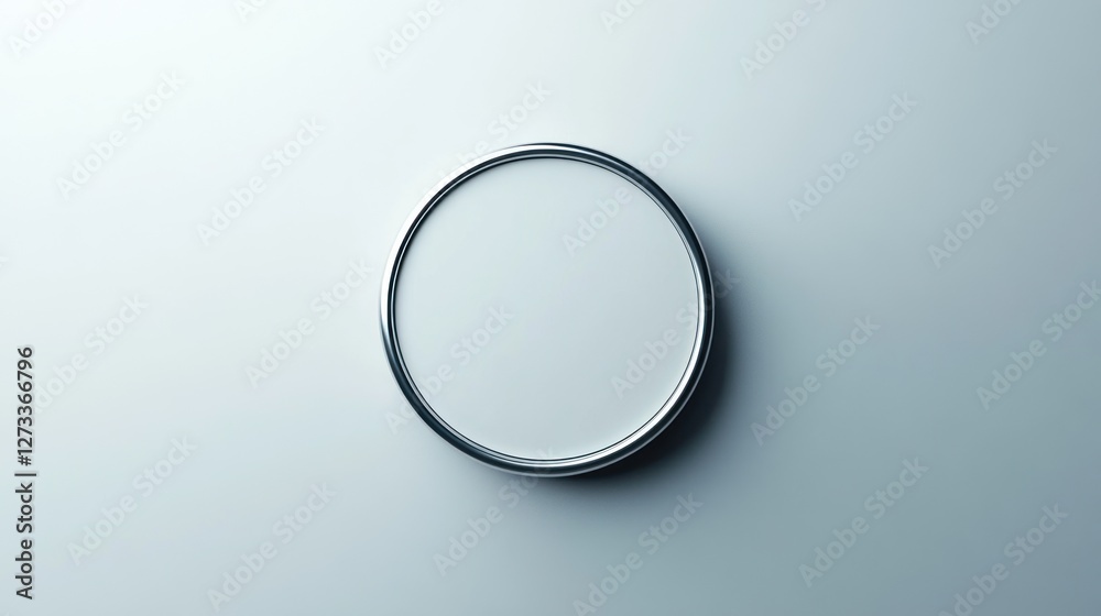 Abstract Minimalist Circle Design: Silver Ring on White Background Abstract Minimalist Circle Design: Silver Ring on White Background