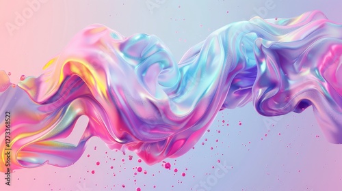 Abstract trendy holographic background. hologram gradient background with metalic waves.