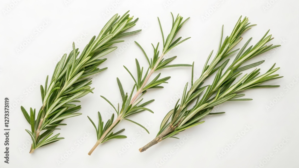 Fototapeta premium Rosemary Sprigs on White Background