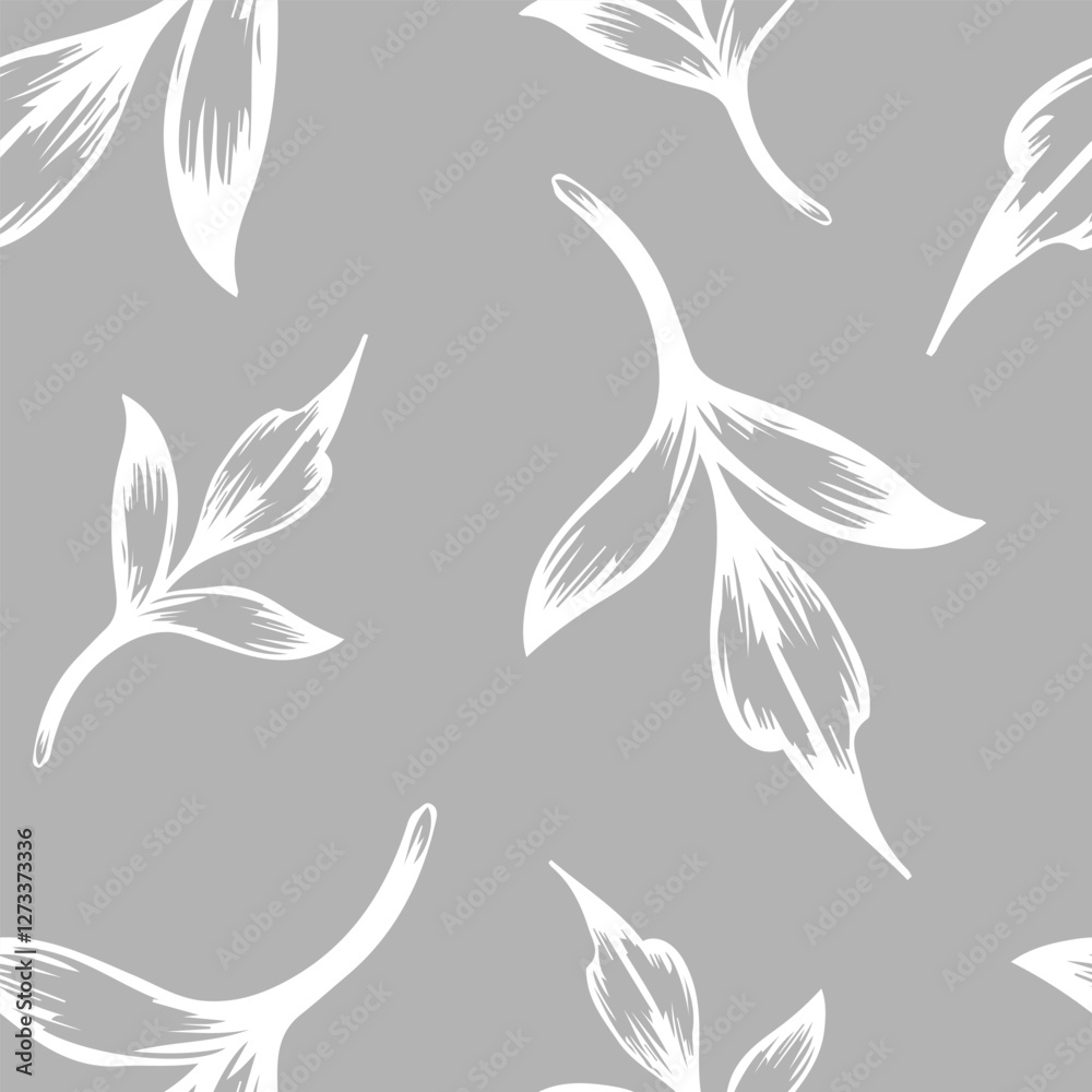 Abstract floral seamless pattern background, white on grey Abstract floral seamless pattern background, white on grey