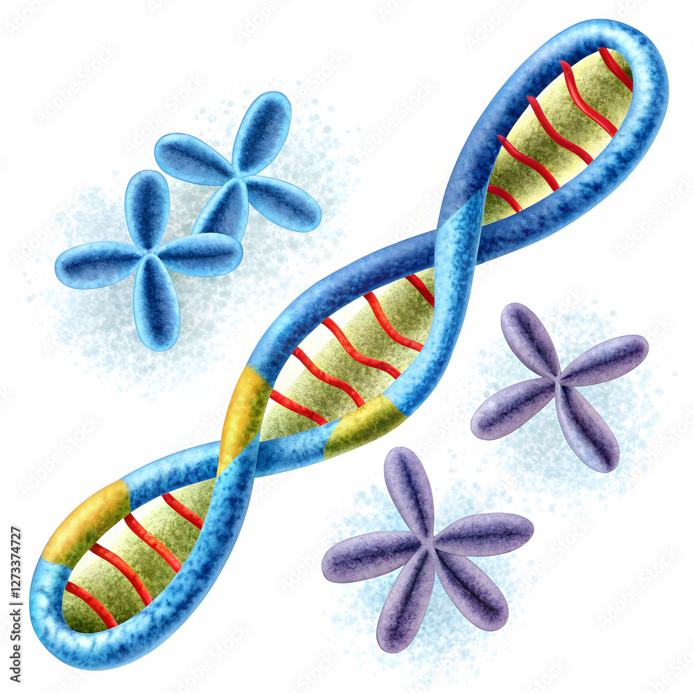 Fototapeta premium chromosome and dna structure on white background
