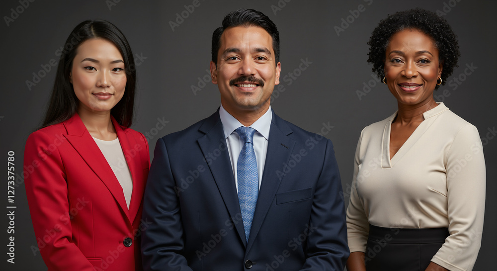 Professional business team smiling in studio setting Professional business team smiling in studio setting