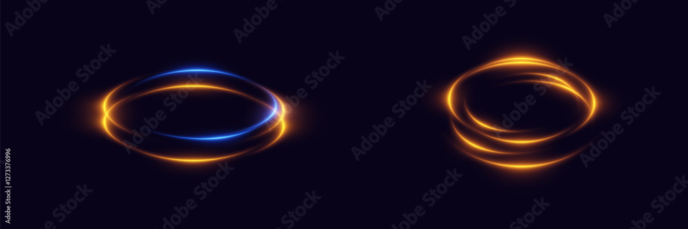 Glowing spiral neon light. Particles of sparks of a circle, and dyno speed. Glowing spiral neon light. Particles of sparks of a circle, and dyno speed.