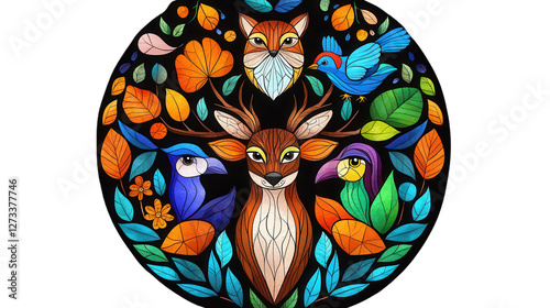 Enchanting Folklore Animal Spirits in Vibrant Stained Glass