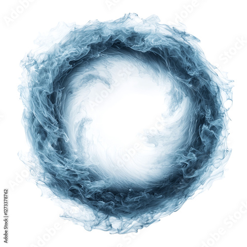 Smoky blue mist swirl isolated on transparent background 