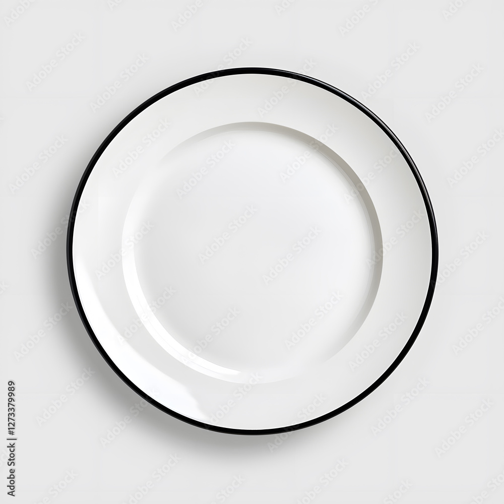 Top view mock up dinner plate, minimalist, modern, black and white, isolated on white background
Top view mock up dinner plate, minimalist, modern, black and white, isolated on white background