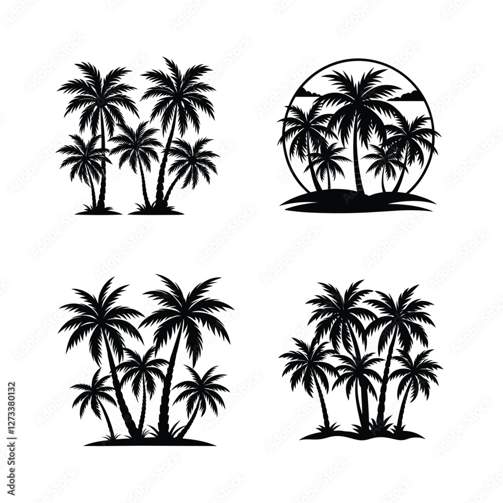 Naklejka premium set of palm trees silhouette vector