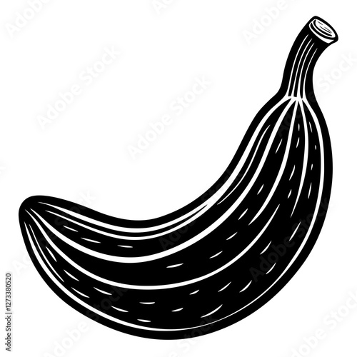 banana black silhouette vector, Simple silhouette Design vector icon with white background. Fruit silhouette vector