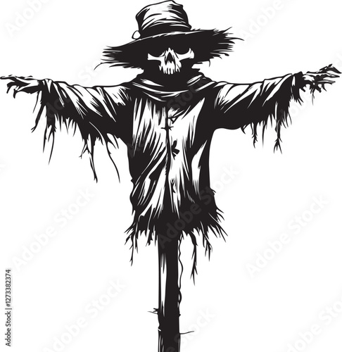 silhouette of a scarecrow with a hat