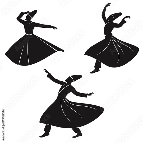 Elegant Sufi Dancer Silhouettes
