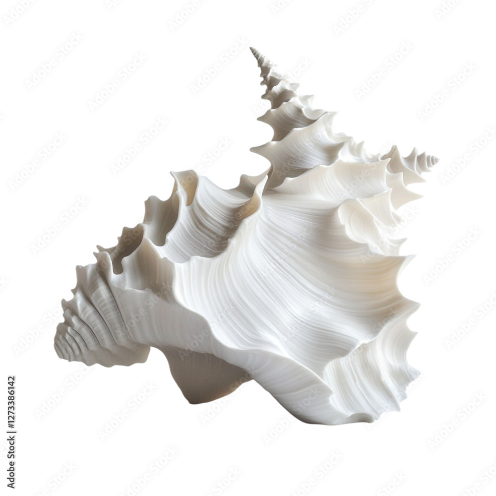 Abstract Seashell Art White Sculptural Form Ocean Theme Abstract Seashell Art White Sculptural Form Ocean Theme