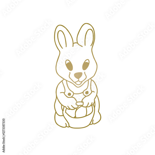 Single Bunny Holding an Bags