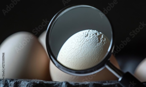 Eggshell detail observed through magnifying glass.