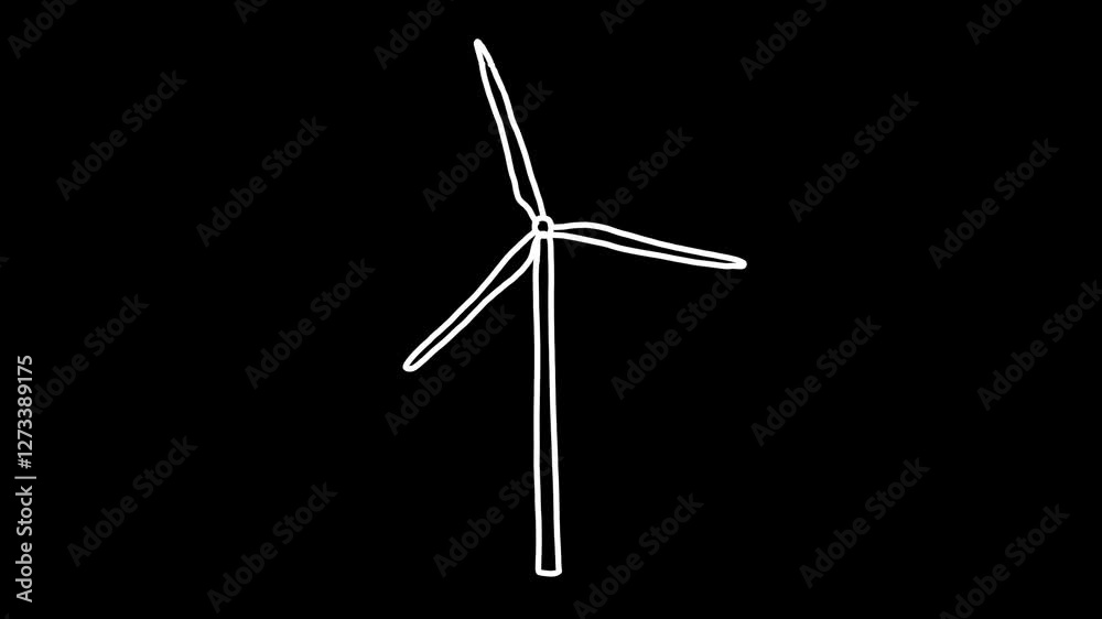 Hand-Drawn Doodle Windmill Animation Sustainable Energy and Renewable Power Animation sketch. High quality 4k footage Hand-Drawn Doodle Windmill Animation Sustainable Energy and Renewable Power Animation sketch. High quality 4k footage
