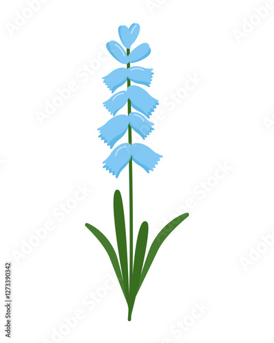Blue bluebell flowers isolated on a white background. Spring flowers, element for design. Vector illustration