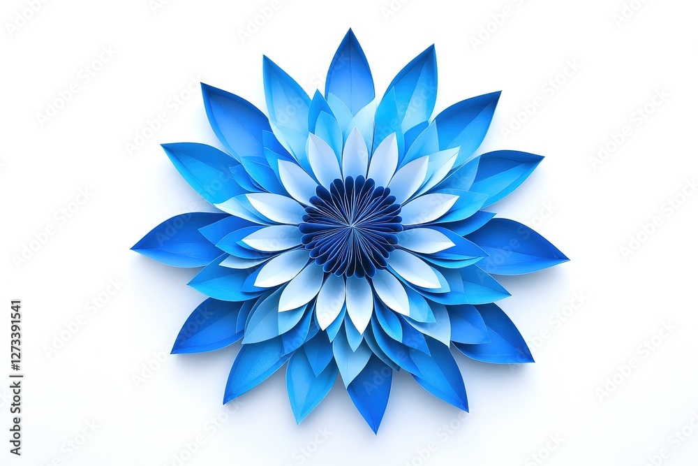 Fototapeta premium A vibrant, intricate paper flower design in shades of blue.
