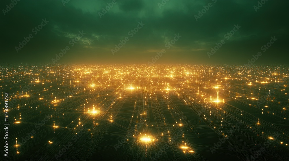 Naklejka premium A digital network of glowing lines highlighting internet inequality 