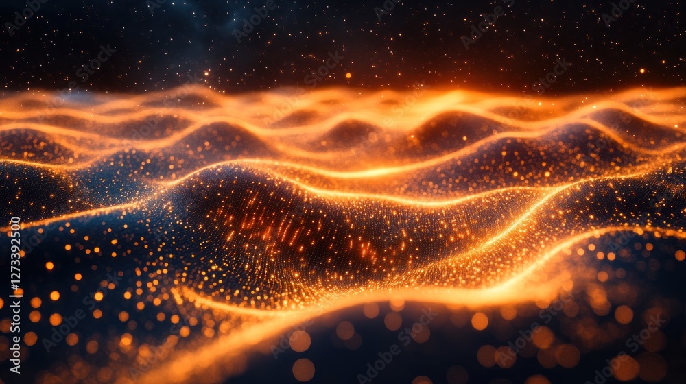 Fototapeta premium Glowing waves, cosmic background, abstract art, digital wallpaper