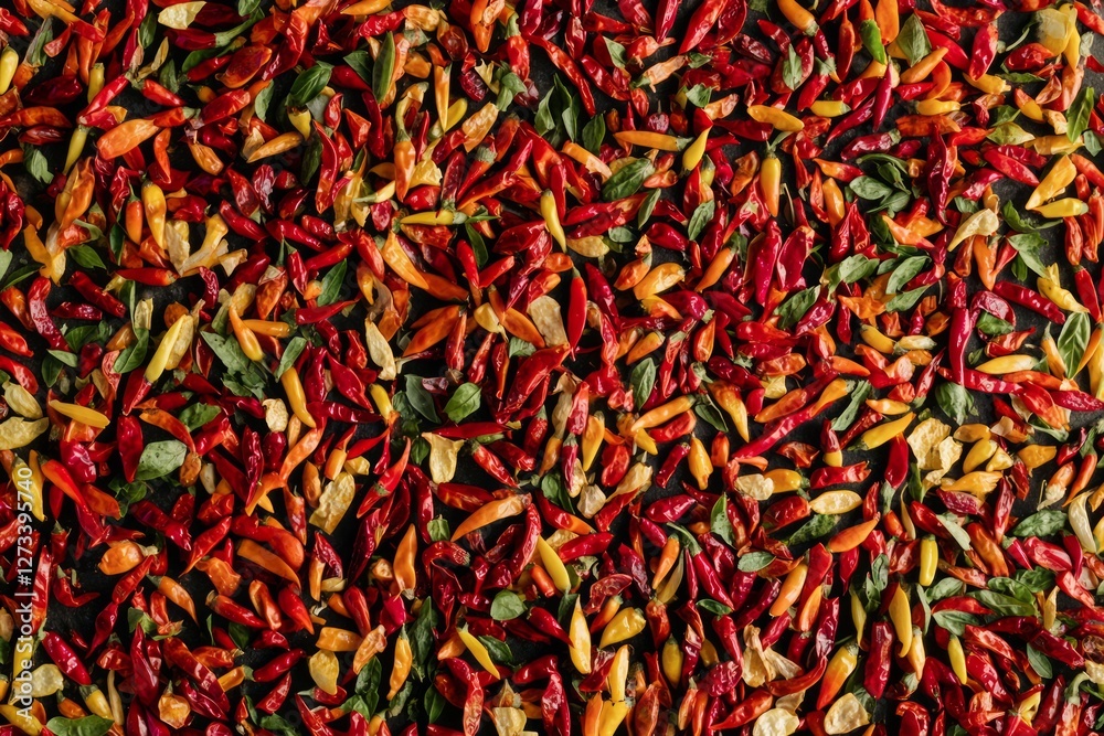 Fototapeta premium Abundance of red chili peppers filling frame. AI image