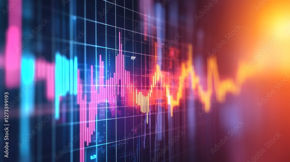 Vibrant Financial Data Visualization: Abstract Stock Market Chart Displaying Dynamic Trends and Fluctuations Vibrant Financial Data Visualization: Abstract Stock Market Chart Displaying Dynamic Trends and Fluctuations