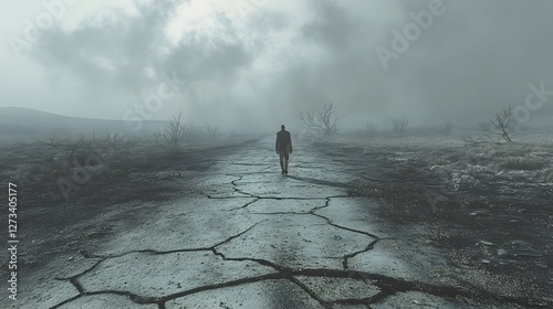 Lonely Journey Through Barren Fields photo