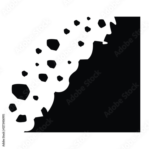 Landslide icon vector. Mountain landslide with silhouette symbol logo design. Landslide icon concept isolated on white background. Natural disaster, danger. Vector illustration. EPS 10