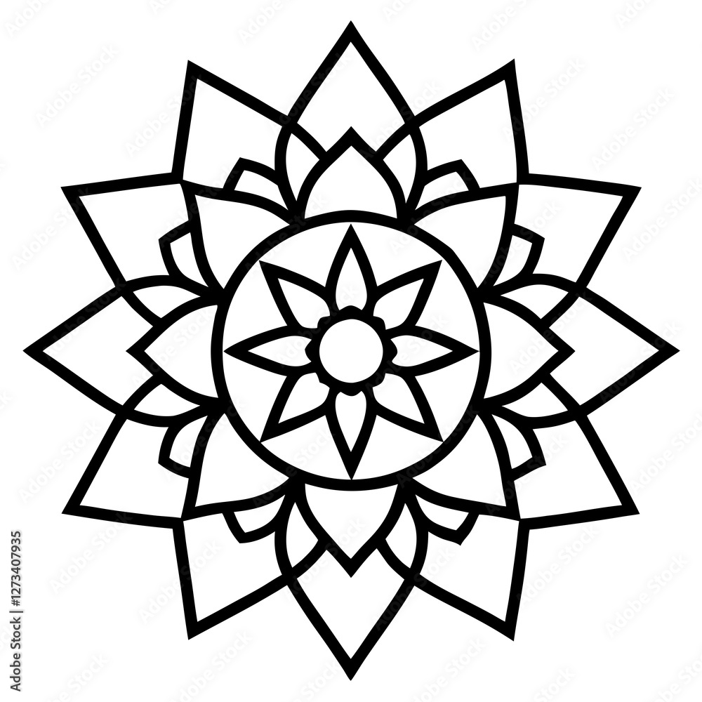 Floral Mandala Line Art Illustration Floral Mandala Line Art Illustration