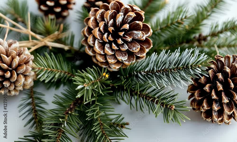 Closeup Shot of Christmas Decoration with Pine Cones Closeup Shot of Christmas Decoration with Pine Cones