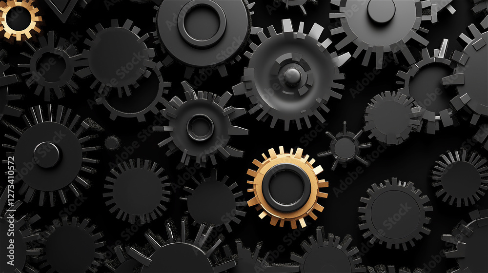 An abstract image of gears and mechanical elements in dark tones, with some golden highlights, representing the concept of technology, innovation, and engineering. An abstract image of gears and mechanical elements in dark tones, with some golden highlights, representing the concept of technology, innovation, and engineering.