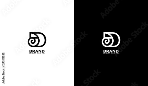 Letter d paper logo. Paper roll icon