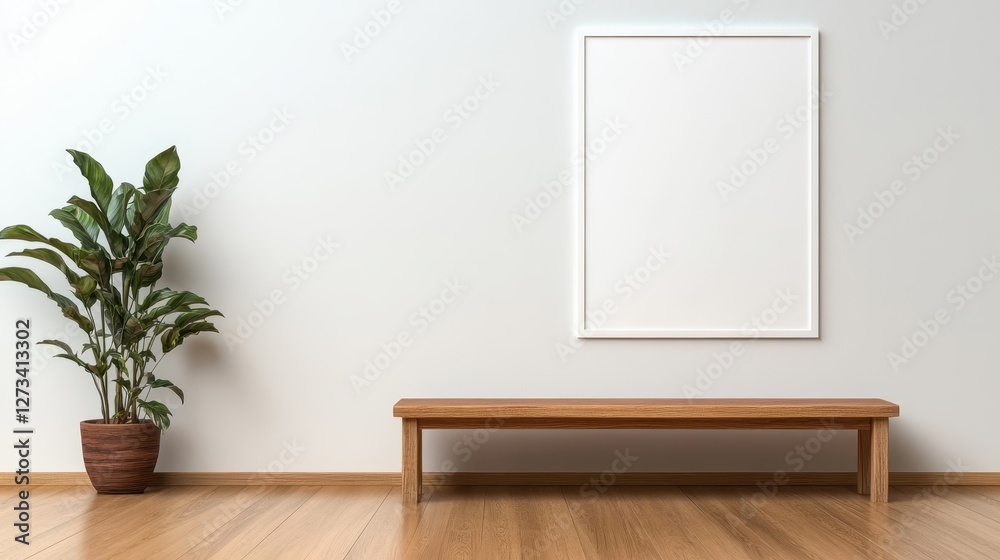 A calm space highlighted by a plant next to a blank frame invites tranquility and creativity, providing the perfect environment for artistic exploration and reflection. A calm space highlighted by a plant next to a blank frame invites tranquility and creativity, providing the perfect environment for artistic exploration and reflection.