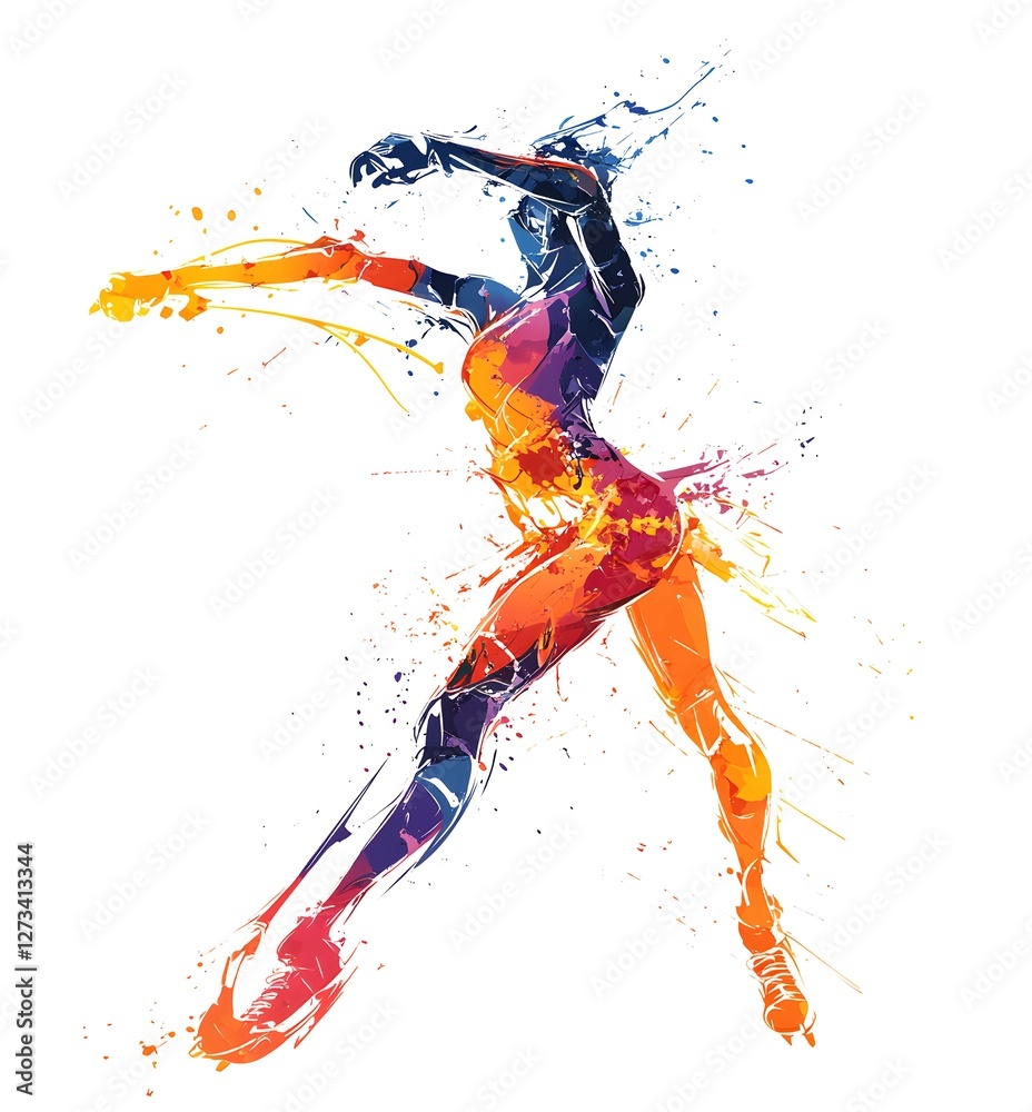 Obraz premium Abstract Hockey Player Splash Art – Vibrant Sports Illustration