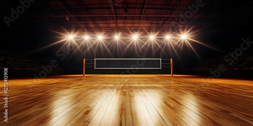 Illuminated Volleyball Court with Spotlights – Game Night Arena