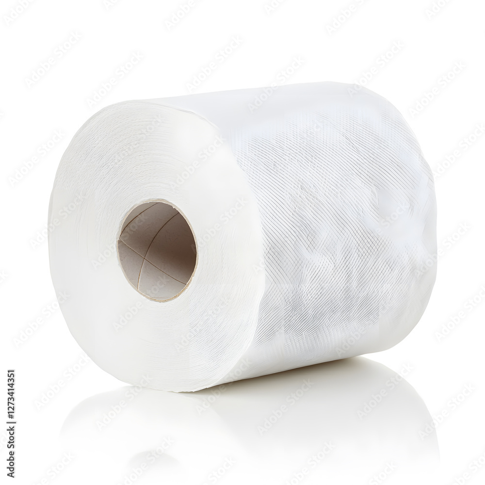 Fototapeta premium A roll of toilet paper isolated on white background
