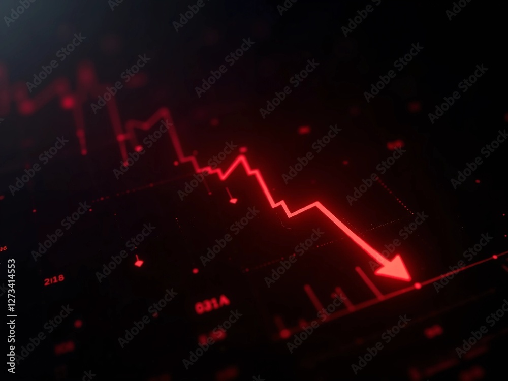 Obraz premium A futuristic stock market chart glowing in red