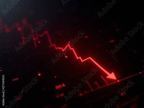 Wallpaper Mural A futuristic stock market chart glowing in red Torontodigital.ca
