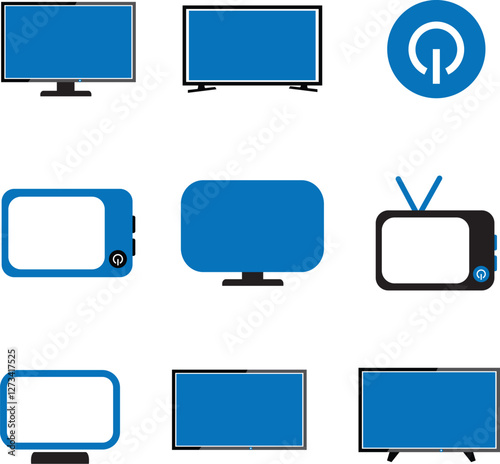 Tv Screen Icon Set – Blue Version