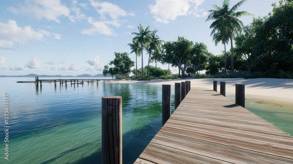 Fototapeta premium Tropical Beach Pier at Sunset