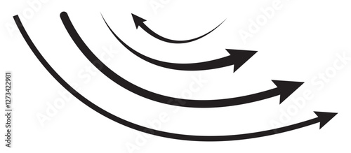 wavy curved Long arrow icon. long line arrow vector. flat style Arrow symbol. Set long black curve arrow icon vector . black curve arrow icon set. long arrow icon set. curve arrow vector. 