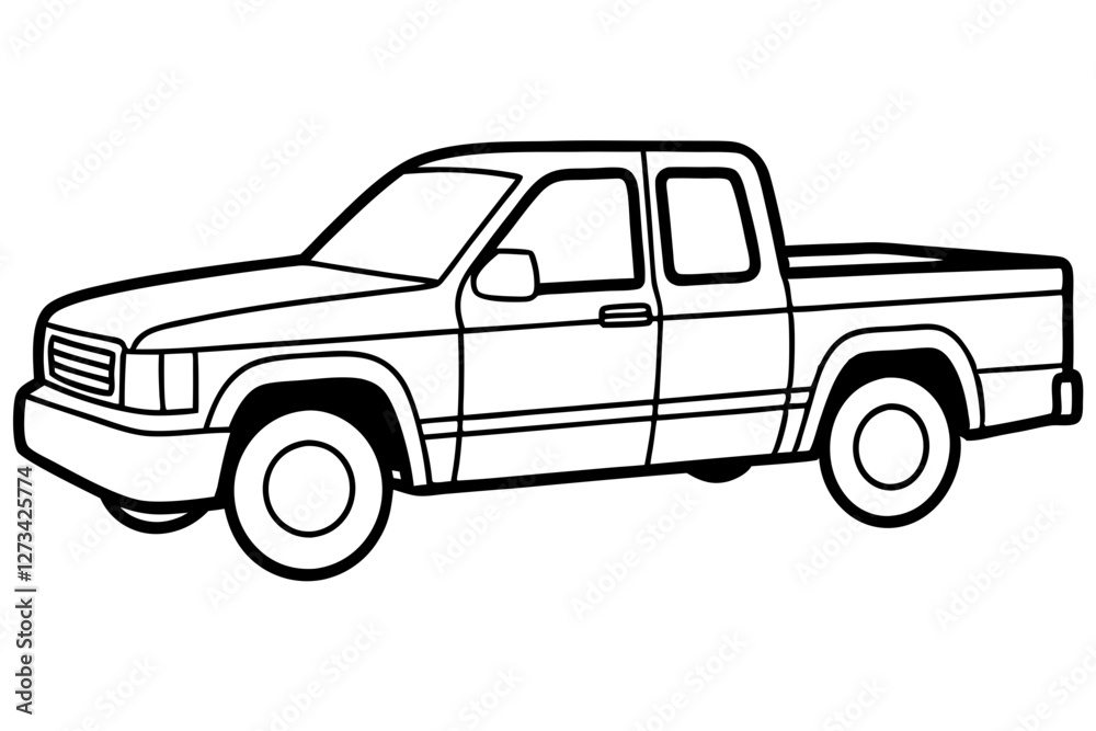 Fototapeta premium Stylized Pickup Truck Outline Design