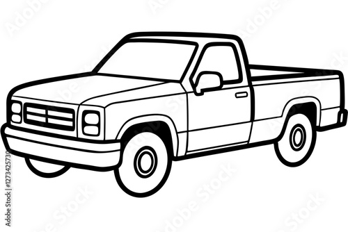 Stylized Pickup Truck Outline Design